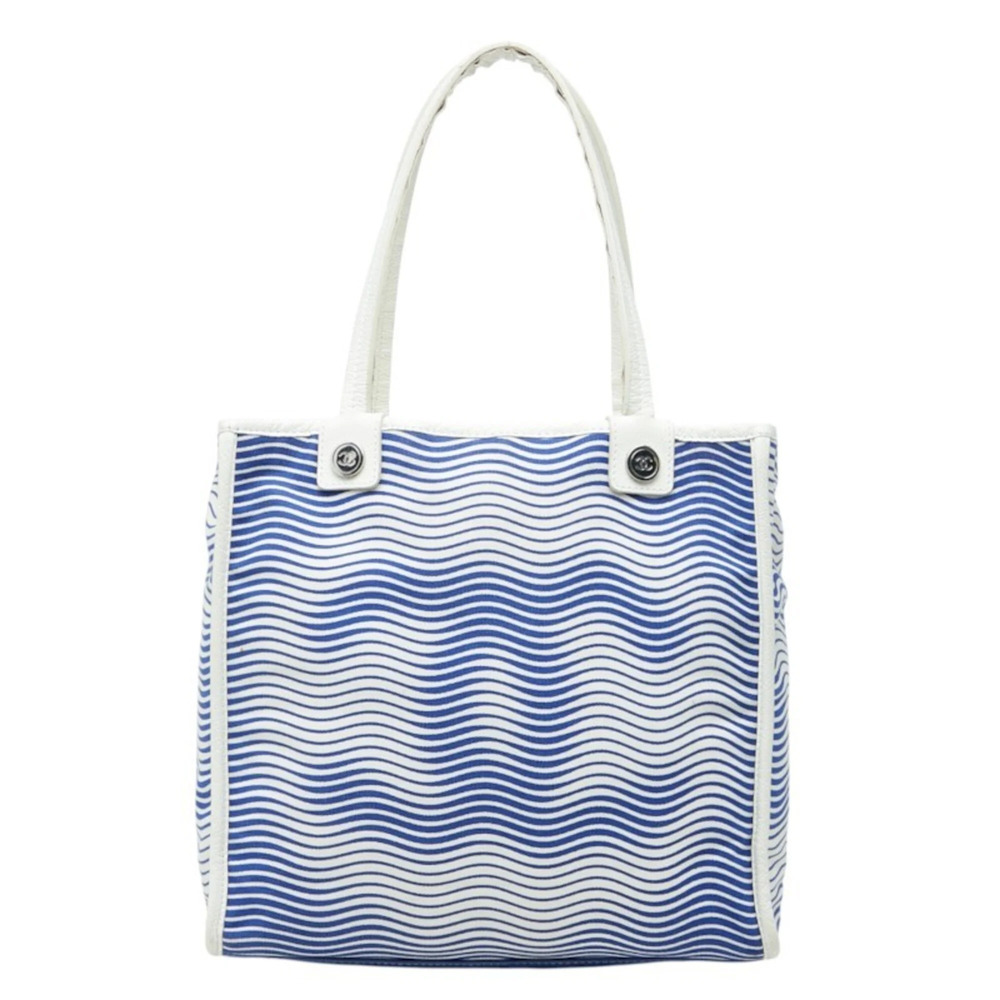 Chanel Magic CC Tote Bag, Blue and White Canvas Leather, Women's CHANEL